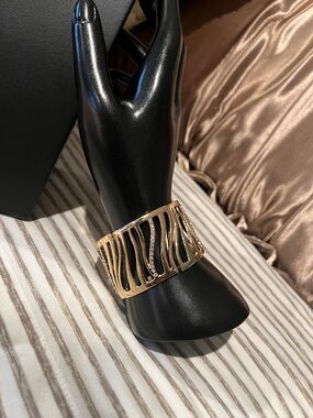 Beautiful Gold Openwork Wavy Cuff Bracelet - Women’s Jewelry